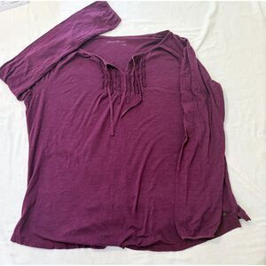 Long Sleeve Blouse Eddie Bauer Tall 2XL Maroon
